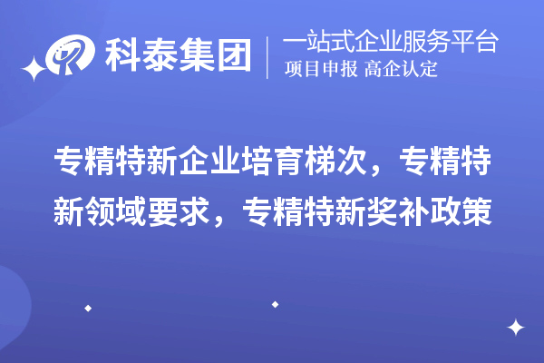 專精特新企業培育梯次，專精特新領域要求，專精特新獎補政策
