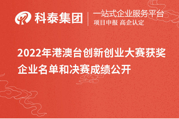 2022年港澳臺創新創業大賽獲獎企業名單和決賽成績公開