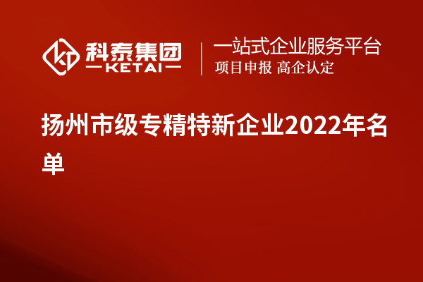 揚州市級專精特新企業2022年名單
