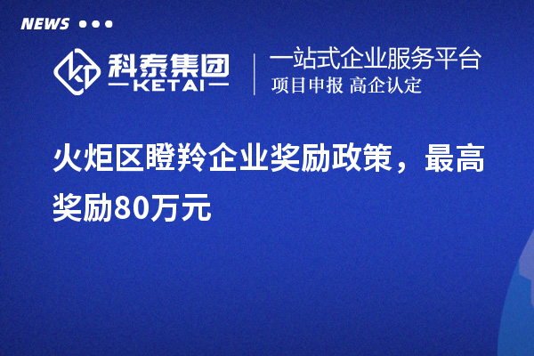 火炬區瞪羚企業獎勵政策，最高獎勵80萬元