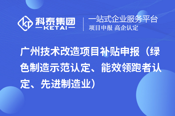 廣州技術(shù)改造項目補貼申報（綠色制造示范認(rèn)定、能效領(lǐng)跑者認(rèn)定、先進制造業(yè)）