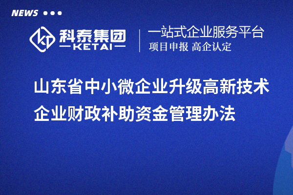 山東省中小微企業升級高新技術企業財政補助資金管理辦法