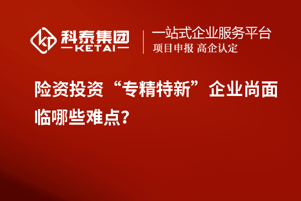 險資投資“專精特新”企業尚面臨哪些難點？