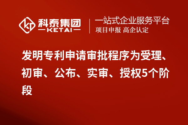 發(fā)明專利申請審批程序為受理、初審、公布、實審、授權(quán)5個階段