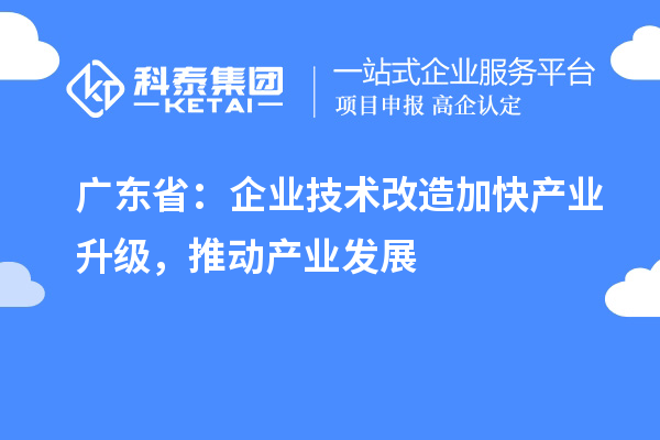 廣東省：企業(yè)技術(shù)改造加快產(chǎn)業(yè)升級(jí)，推動(dòng)產(chǎn)業(yè)發(fā)展
