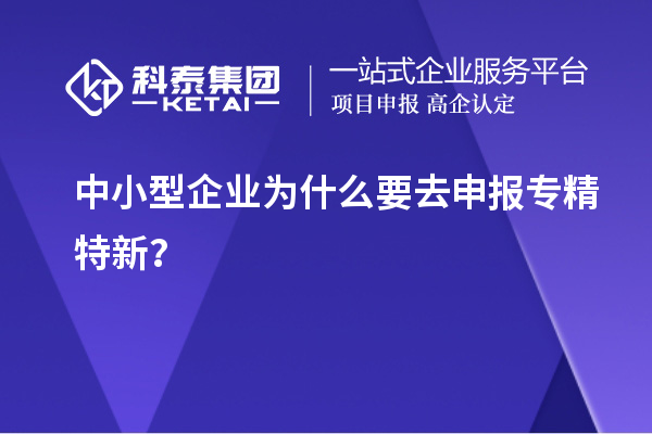 中小型企業為什么要去申報專精特新？