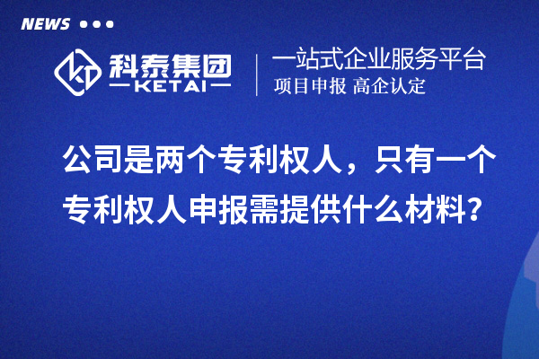 公司是兩個專利權人，只有一個專利權人申報需提供什么材料？