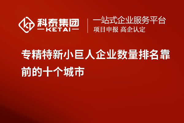 專精特新小巨人企業(yè)數量排名靠前的十個城市