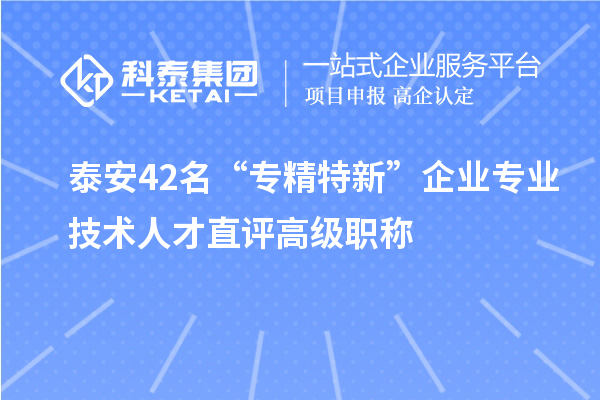 泰安42名“專精特新”企業專業技術人才直評高級職稱