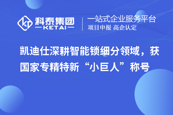 凱迪仕深耕智能鎖細分領域，獲國家專精特新“小巨人”稱號