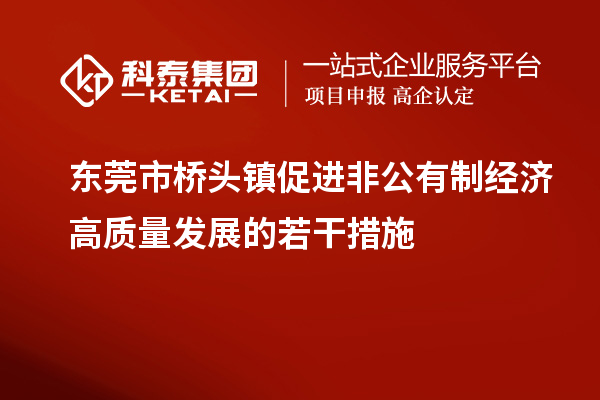 東莞市橋頭鎮(zhèn)促進非公有制經(jīng)濟高質(zhì)量發(fā)展的若干措施