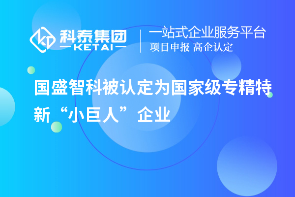 國盛智科被認定為國家級專精特新“小巨人”企業