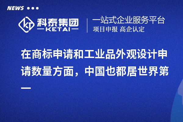 在商標(biāo)申請和工業(yè)品外觀設(shè)計申請數(shù)量方面，中國也都居世界第一