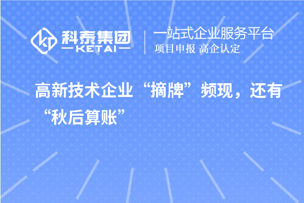 高新技術企業“摘牌”頻現，還有“秋后算賬”
