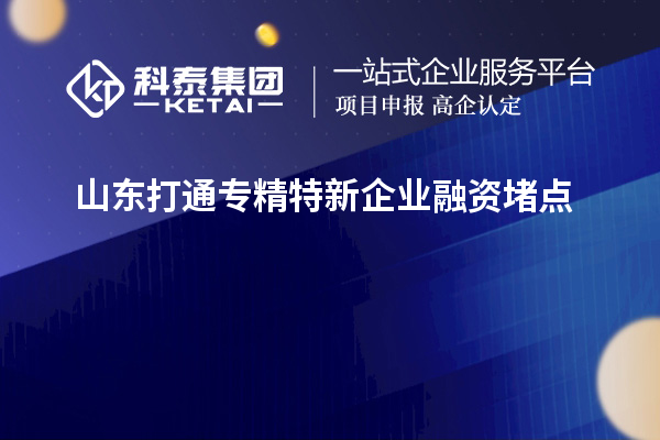山東打通專精特新企業融資堵點