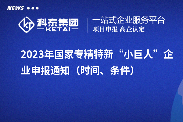 2023年國家專精特新“小巨人”企業申報通知(時間、條件)