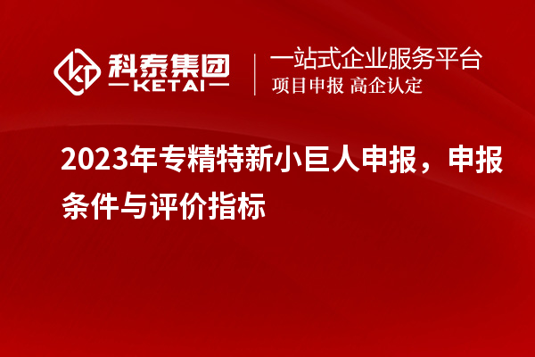 2023年<a href=http://www.xjsygy.com/fuwu/zhuanjingtexin.html target=_blank class=infotextkey>專精特新小巨人申報</a>，申報條件與評價指標