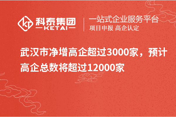 武漢市凈增高企超過3000家，預(yù)計(jì)高企總數(shù)將超過12000家