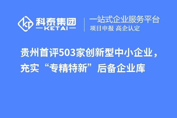 貴州首評503家創新型中小企業，充實“專精特新”后備企業庫