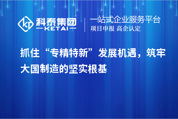 抓住“專精特新”發展機遇，筑牢大國制造的堅實根基