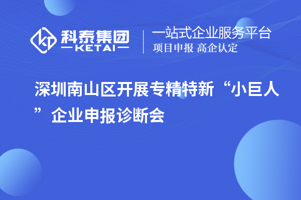 深圳南山區開展專精特新“小巨人”企業申報診斷會