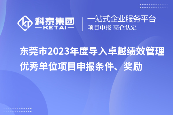 東莞市2023年度導入卓越績效管理優秀單位項目申報條件、獎勵