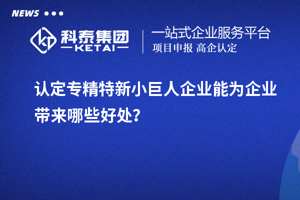 認定專精特新小巨人企業能為企業帶來哪些好處？