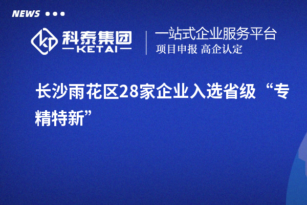 長沙雨花區28家企業入選省級“專精特新”