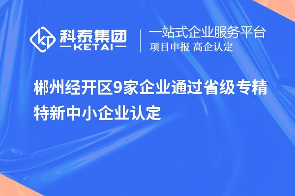 郴州經(jīng)開區(qū)9家企業(yè)通過(guò)省級(jí)專精特新中小企業(yè)認(rèn)定