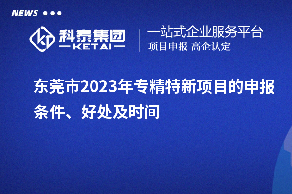  東莞市2023年專精特新項目的申報條件、好處及時間