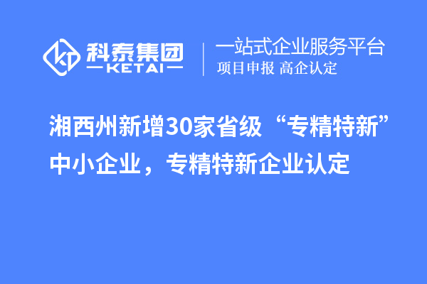 湘西州新增30家省級 “專精特新”中小企業(yè)，專精特新企業(yè)認(rèn)定
