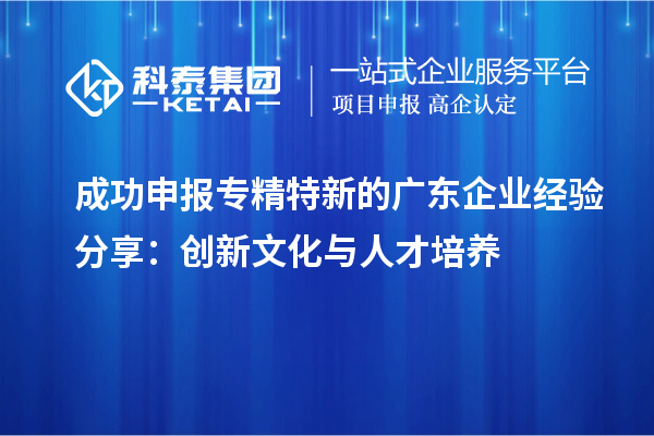  成功申報專精特新的廣東企業經驗分享：創新文化與人才培養