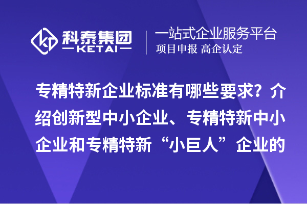 專(zhuān)精特新企業(yè)標(biāo)準(zhǔn)有哪些要求？介紹創(chuàng)新型中小企業(yè)、專(zhuān)精特新中小企業(yè)和專(zhuān)精特新“小巨人”企業(yè)的評(píng)價(jià)和認(rèn)定標(biāo)準(zhǔn)