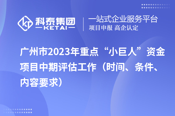 廣州市2023年重點“小巨人”資金項目中期評估工作（時間、條件、內容要求）