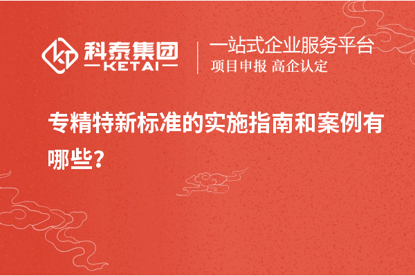 專精特新標準的實施指南和案例有哪些?