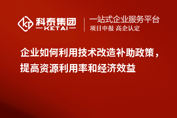 企業(yè)如何利用技術(shù)改造補(bǔ)助政策，提高資源利用率和經(jīng)濟(jì)效益