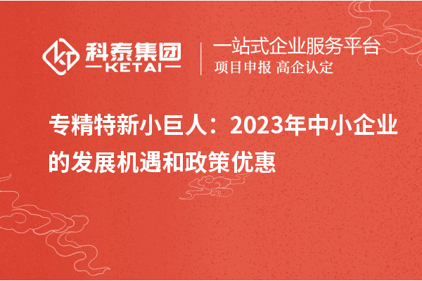 專精特新小巨人：2023年中小企業的發展機遇和政策優惠