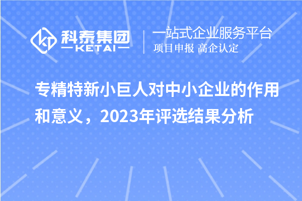 專精特新小巨人對中小企業的作用和意義，2023年評選結果分析