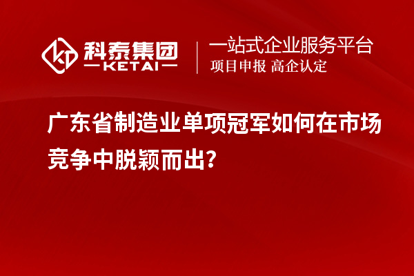廣東省制造業單項冠軍如何在市場競爭中脫穎而出？