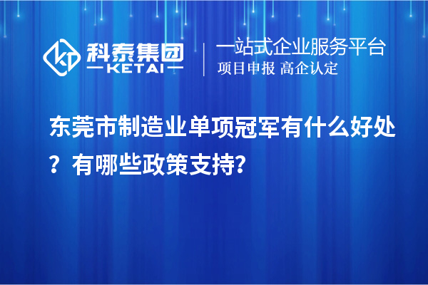 東莞市制造業單項冠軍有什么好處？有哪些政策支持？