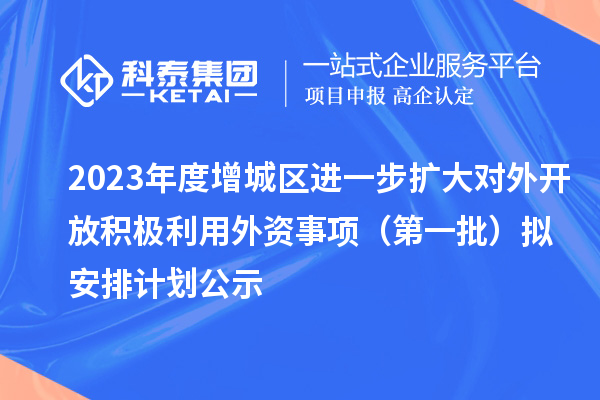 2023年度增城區進一步擴大對外開放積極利用外資事項（第一批）擬安排計劃公示