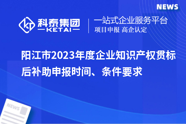 陽江市2023年度企業(yè)知識產(chǎn)權(quán)貫標(biāo)后補(bǔ)助申報(bào)時(shí)間、條件要求
