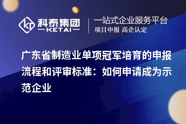 廣東省制造業單項冠軍培育的申報流程和評審標準：如何申請成為示范企業