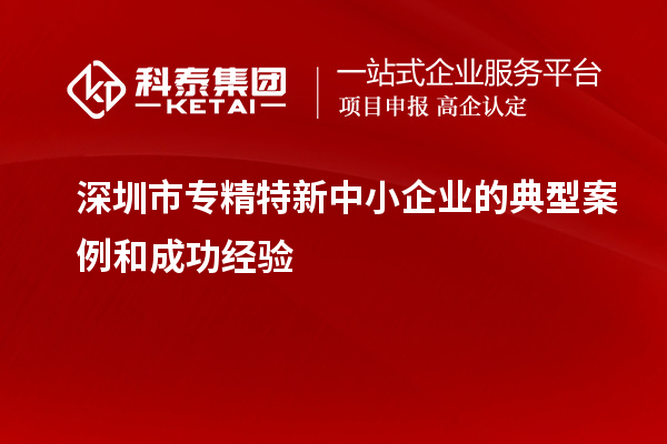深圳市專精特新中小企業的典型案例和成功經驗