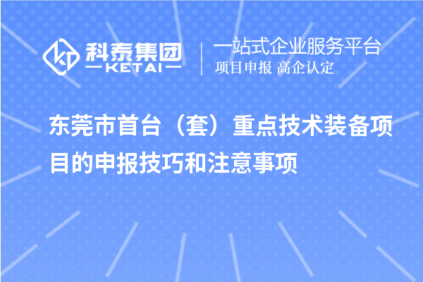 東莞市首臺（套）重點技術裝備項目的申報技巧和注意事項