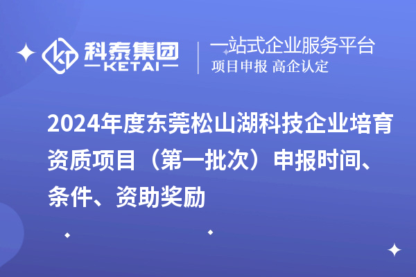 2024年度東莞松山湖科技企業(yè)培育資質項目（第一批次）申報時間、條件、資助獎勵