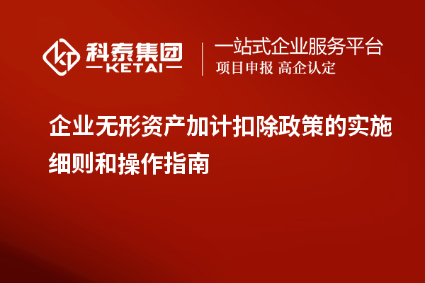 企業(yè)無形資產(chǎn)加計扣除政策的實(shí)施細(xì)則和操作指南