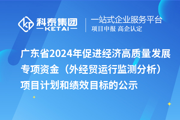 廣東省2024年促進經濟高質量發展專項資金（外經貿運行監測分析）項目計劃和績效目標的公示