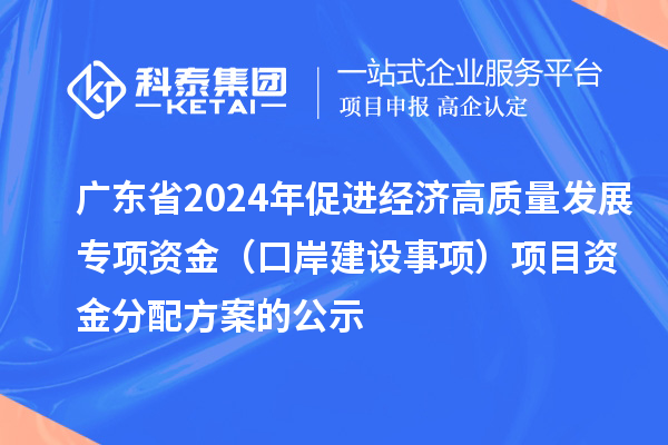 廣東省2024年促進經濟高質量發展專項資金（口岸建設事項）項目資金分配方案的公示