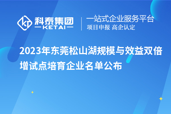2023年東莞松山湖規(guī)模與效益雙倍增試點(diǎn)培育企業(yè)名單公布